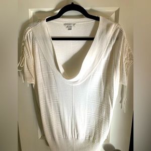 New York & Company - Short cinched tie sleeve white sweater- Size XS